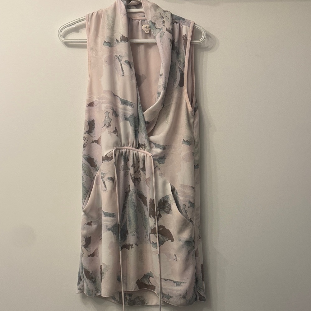 Wilfred Soft Pink and Blue Patterned Mini Dress